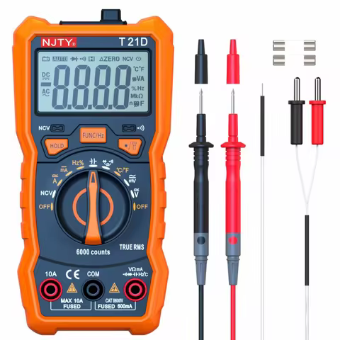 NJTY T21D Digital Multimeter 6000 Counts Voltmeter AUTO Current Resistance Temperature Diode Multi T