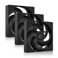 ID-COOLING AS-120-K Trio 120mm Black Computer Case Fan Set of 3 High Performance Cooling Fans Low No