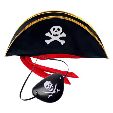 2pcs Hat and Eye Patch Kids Pirate Eye Patch Kids Pirate Hat Pirate Hat Eye Patch Halloween Pirate E