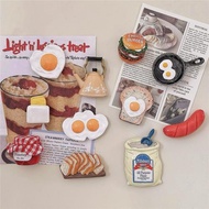 元氣早餐冰箱貼立體愛心煎蛋吐司熱狗腸漢堡樹脂磁鐵裝飾食玩磁貼