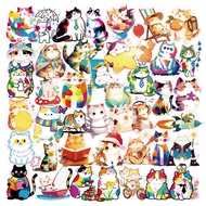 50Pcs/Set ✿ Q Watercolor Cats Series 02 PET Clear Stickers ✿ Waterproof DIY Fashion Kids Rewards Sti