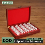 Sunnimix Commemorative Wooden Token Box with Holders Adjustable Token Storage Box Shielding Rectangu