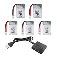 PUOO 5PCS 3.7V 220mAh Battery with 5-in-1 Charger for E010 GoolRC T36 NINHUI NH010 F36 JJRC H36 HS21