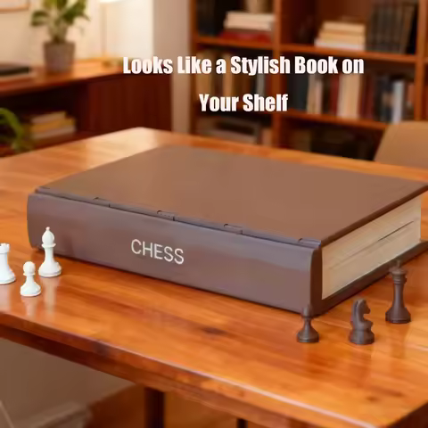 3dPrinted Chess Book Set With Foldable Portable Board And Storage Box Puzzle Desktop Game,a Gift Sui