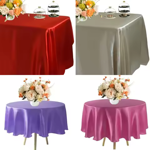 Satin 57" Tablecloth For Wedding Party Decoration Christmas Birthday Hotel Festival Table Overlays R