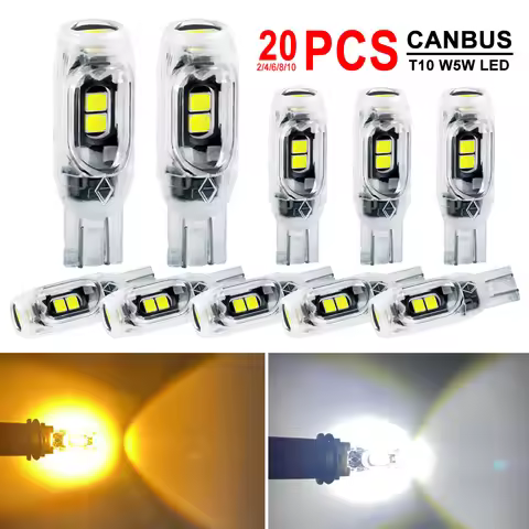 2/4/6/10 PCS Strobe Flash T10 W5W LED Bulb CANBUS No Error 12V 2835-5SMD 6500K Bright White Car Inte
