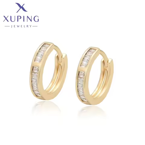 Xuping Jewelry Hot Sales High Quality Charm Popularity Circle Light Gold Color Hoop Earrings for Wom