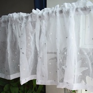 Ready Stock Silver Star Cafe Kitchen Sheer Curtain Small Translucent Curtain Rod Pocket White Sheer Curtains for Short Window