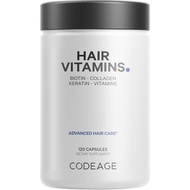Codeage Hair Vitamins 10000 mcg Biotin, Keratin, Collagen, Vitamin A, B12, C, D3, E, Zinc, Turmeric,