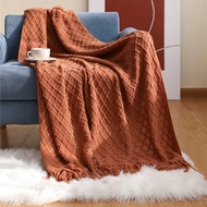 Nordic Sofa Blanket Cover Knitted Blanket Plaid Throw Tassels Bedspread Golden Blanket for Spring Su