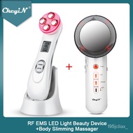 yY96 CkeyiN RF EMS LED Light Facial Massage Machine Wrinkles Removal + Ultrasonic Far Infrared Body