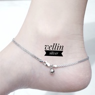 Italian Flat Chain Anklet 925 Silver White Gold Plated - Elegant Authentic 925 Silver Women's Anklet