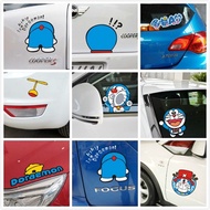 Doraemon Car Stickers Waterproof Reflective Car Decals Rearview Mirror Stickers Eyebrow Sticker Door