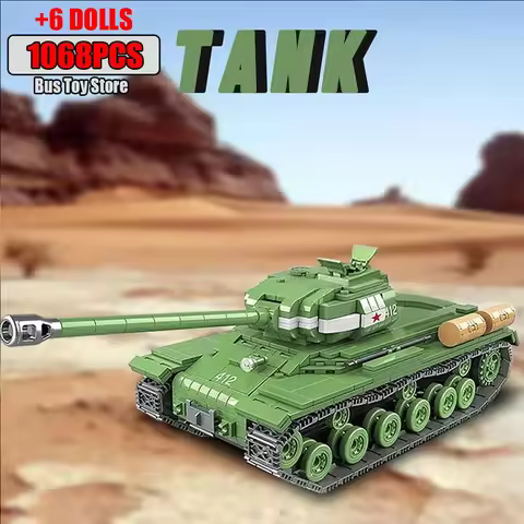 Soviet Military Series IS-2M Tank KV-2 Heavy Tank Truck WW2 Tank Building Blocks Bricks Model Set To