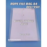5511 Rope File Bag A4 File Bag Transparent Plastic A4 Size Suitable, Office School .