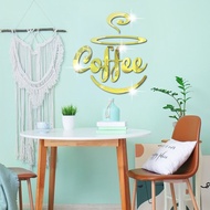 Acrylic Mirror Stickers Coffee Cup Restaurant Decoration Stickers Coffee Cup Mirror Wall Stickers Decoration