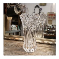 老件.早期厚實水晶玻璃花器.花瓶.陳列擺飾#收藏品