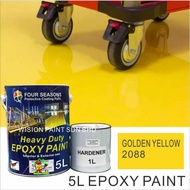 2088 GOLDEN YELLOW ( 5L EPOXY FOUR SEASONS  ) Paint Epoxy Floor Paint Coating 5 LITER ( Cat Lantai Simen Epoxy mici )