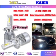 Kaier 9012 9006 H13 H7 H4 HB4 Car LED Headlight Car Light Bulb 36W 3800LM 6000K Updated Built A Pair
