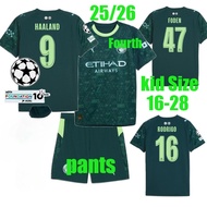 Children: 25/26 HAALAND football jersey 25/26 men's ciTy fourth jersey children's set