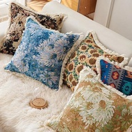 45X45cm Cushion Cover Polyester Cotton Jacquard Tassel Floral Vintage Pillowcase for Sofa Living Roo