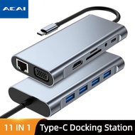 USB C Hub Adaptor Laptop Type C 11 in 1 RJ45 Connector VGA Cable Display Port To HDMI-Compatib