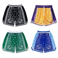 NBA Laker Men's Trend Cashew Flower Printed Basketball Pants American Fashion Fitness Shorts High Qu