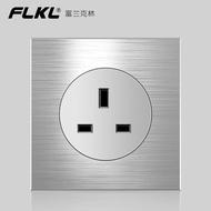FLKL 13amp Wall Power Switch Silver Brushed Aluminum Panel Modern Lighting Switch Universal 3 Pin Plug Point Socket with USB Electrical Outlet Suiz on Off Lampu 1/2/3/4 Gang 1/2 Way 20A Water Hearter Aircon Door Bell Switch Official Store L77S