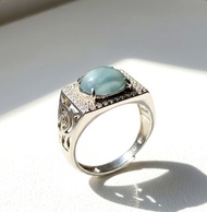 冰種天空藍翡翠蛋面戒指 925純銀 | 天然翡翠A貨 | 送禮