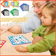 100Pcs/Set Bingo Cards Complete Large Bingo Cards 5 Colors Bingo Set