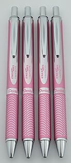 Pentel EnerGel Alloy RT - .7mm Metal Tip, Black Ink, Pink Barrel (Lot of 4)