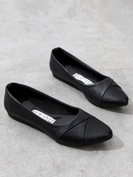 Work Flats Shoes Women's Shoes Black Leather Shoes Soft Bottom Business Working Interview Hotel