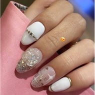 White Elaine Nails Custom Fake Nails