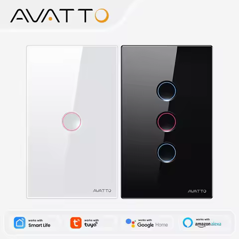 AVATTO WiFi 1/2/3/4 Gang Smart Light Switch,Grooved Touch Button Switch Wireless Remote Support Tuya