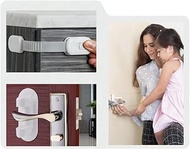 XiaLanXuan Baby Proofing Kit - 4 Pack Multi-Use Adhesive Straps Locks、2 Pack Improved Childproof Door Lever Lock,Prevents baby from Opening Doors,Drawers,Fridge, Cupboard,Oven.