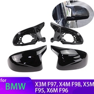 4pcs Carbon Fiber Look Black Side Mirror Cover Replacement for BMW X3M F97 X4M F98 2019-2024 X5M F95