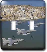 3dRose lsp_41221_2"Madison-Skyline And Ang F-16 Fighting Falcons Double Toggle Switch