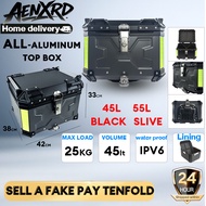 AENXRD Top Box All-aluminum Motorcycle Box 45L Free lining With Base Plate reflective strips