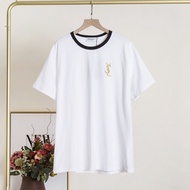 YSL 2024 Spring And Summer New Letter Printed Pure Cotton Short-sleeved T-shirt Top Sweet Belly-covering Internet Celebrity Covering Flesh In Stock