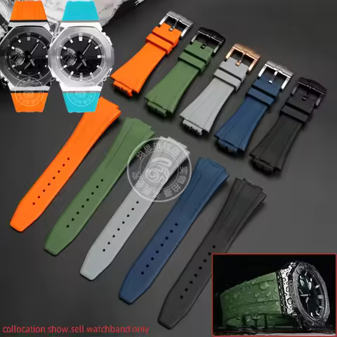 For Casio G-Shock GM-2100 GA-2100 Silicone Watch Strap GM-5600 men Fluorine rubber watchband Stainle