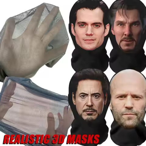 3D Funny Mask Cosplay for Women Men Celebrity Face Mask Perspective Breathable Face Balaclava Hallow