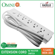 Omni Extension Cord Set w/ Magnet & Switch 5 Gang 1.83 meter wire - WEM-050 WEM050 [ Gazelle Buildin