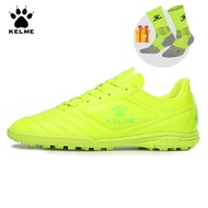 KELME Professional Futsal Football Boots Soccer Shoes Original Cleats TF Fluorescent Yellow Sneakers Men Soccer Futsals 871701 a