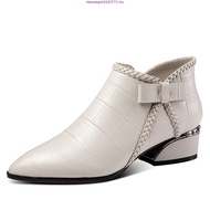 41 42 Plus Size Women's Shoes, Pointed Ankle Boot, Casual High-heeled Short Boots (Height 4cm 1.57in