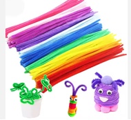100pcs+/- Twist Stick/Colourful Chenille Stems/Dawai Jong/Dawai Bulu/Pipe Cleaner Kawat Bulu Soft Fe