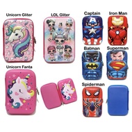 Smiggle Emboss 6D Children's Pencil Case LOL Character Unicorn Cars Pony Frozen/Pencil Case Hardtop