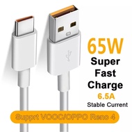 ส่งจากไทย 65W Super VOOC สาย USB C 6.5A สายชาร์จ Type-C สำหรับ Oppo X 5 6 X50 X3 X5 Pro X50m X50t V5 C3 Quick Charge 2.0