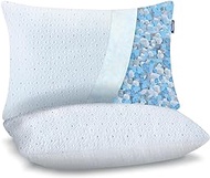 COLDHUNTER Pillows Queen Size Set of 2 Shredded Memory Foam Cooling Bed Pillow with Pillow Case Bamboo Pillow for Side &amp; Back &amp; Stomach Sleepers for Sleeping, 2 Pack, 20×30