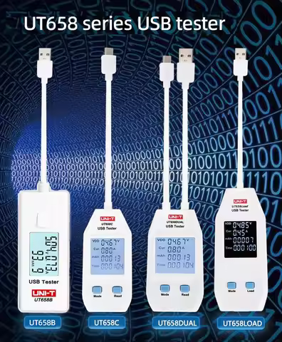 UNI-T UT658 USB Tester UT658C UT658DUAL Charger Type A/C Fast Charge Current Capacity Energy Resista