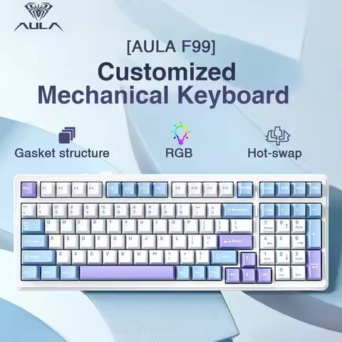 AULA F99 Machanical Keyboard Bluetooth 5.0/2.4G Wireless/Wired Gasket-mounted Gaming Keyboard 99 Key